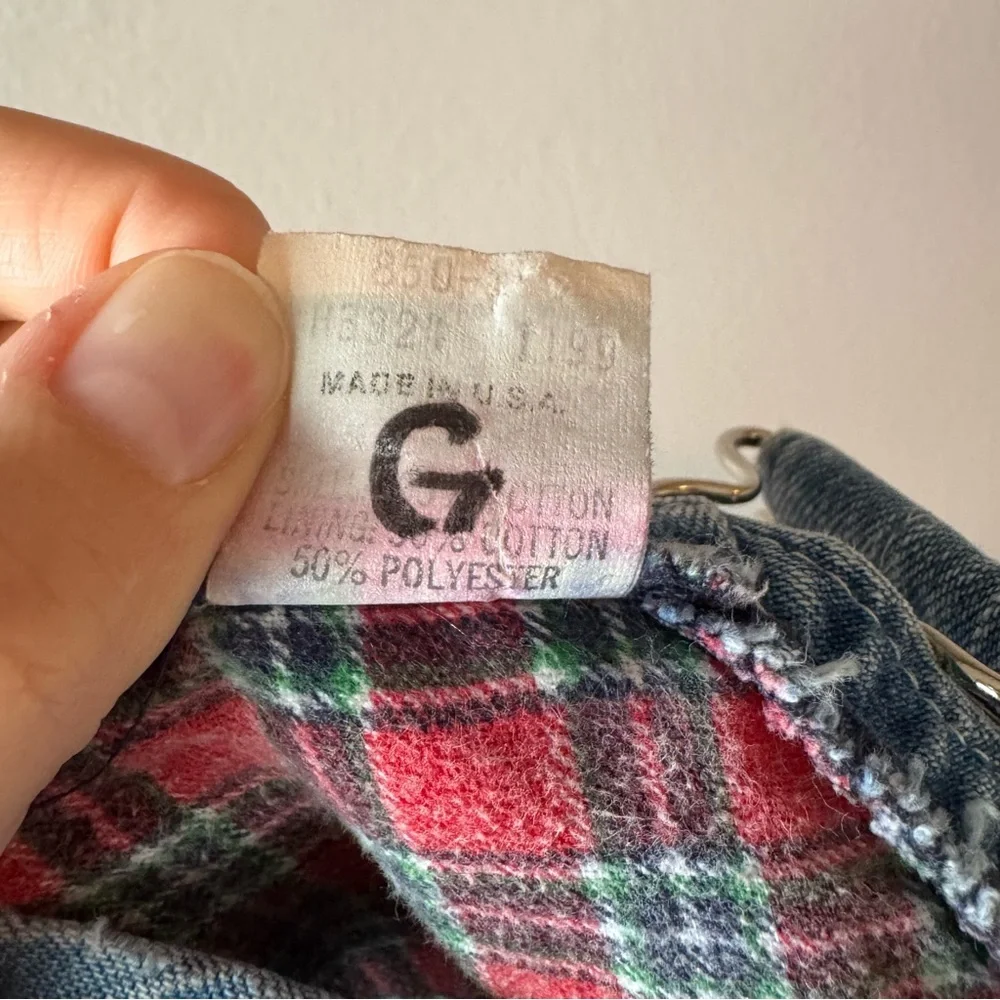 Vintage Osh Kosh B’Gosh Baby Red Navy‎ Plaid Flannel Denim Overalls 12 months